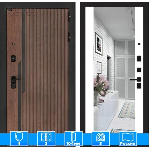 Входная дверь KARMINA с Зеркалом Максимум - Белый софт