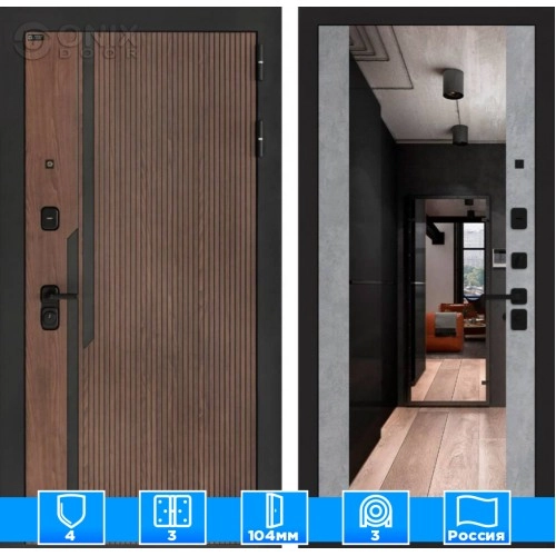 Входная дверь KARMINA с Зеркалом Максимум - Бетон светлый