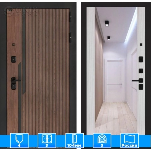 Входная дверь KARMINA с Зеркалом Максимум - Сандал белый