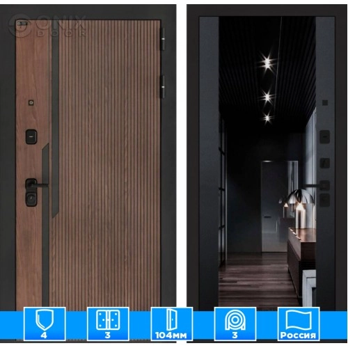 Входная дверь KARMINA с Зеркалом тонированным Максимум - Черный кварц