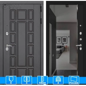 Входная дверь Нью-Йорк с зеркалом Панорама с тонировкой - Черный кварц