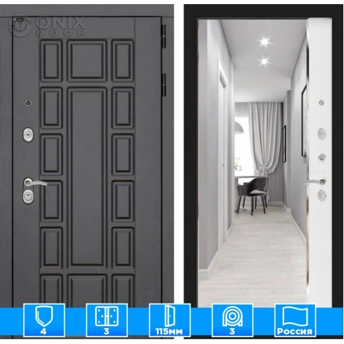 Входная дверь Нью-Йорк с зеркалом Панорама - Белый софт