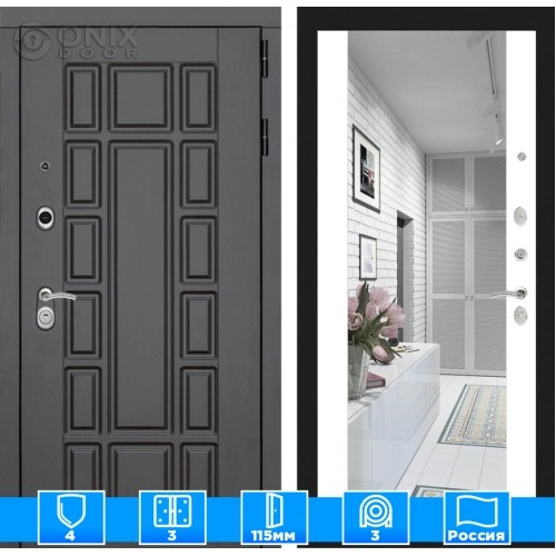 Входная дверь Нью-Йоркс Зеркалом Максимум - Белый софт