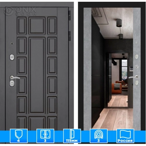 Входная дверь Нью-Йорк с Зеркалом Максимум - Бетон светлый