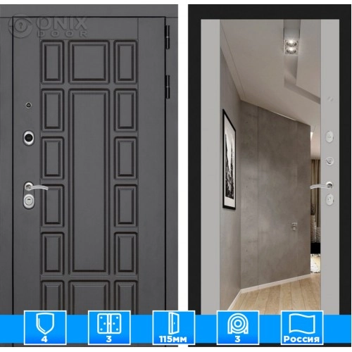 Входная дверь Нью-Йорк с Зеркалом Максимум - Софт Грей