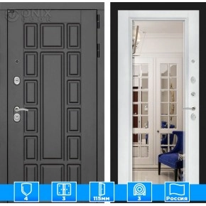 Входная дверь Нью-Йорк с Зеркалом Фацет - Белый софт