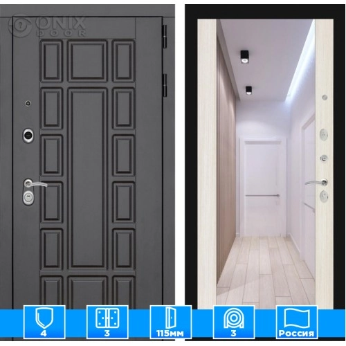 Входная дверь Нью-Йорк с Зеркалом Максимум - Сандал белый