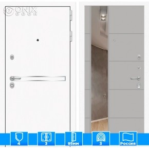 Входная дверь Лайн WHITE с Зеркалом 19 - Грей софт