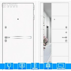 Входная дверь Лайн WHITE с Зеркалом 19 - Белый софт