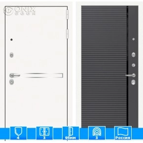 Входная дверь Лайн WHITE 22 - Графит софт, черная вставка