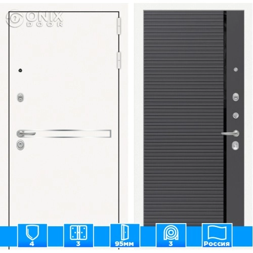 Входная дверь Лайн WHITE 22 - Графит софт, черная вставка