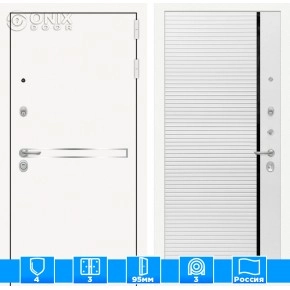 Входная дверь Лайн WHITE 22 - Белый софт, черная вставка