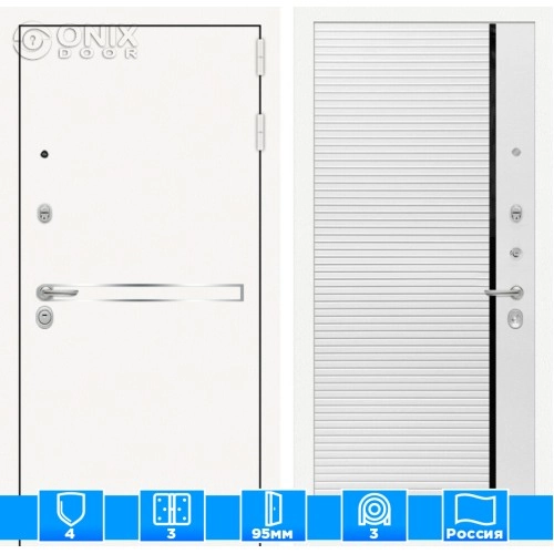 Входная дверь Лайн WHITE 22 - Белый софт, черная вставка