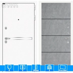 Входная дверь Лайн WHITE 25 - Бетон светлый, черный молдинг