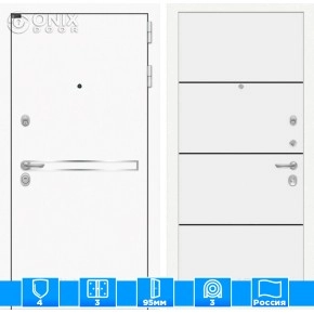 Входная дверь Лайн WHITE 25 - Белый софт, черный молдинг