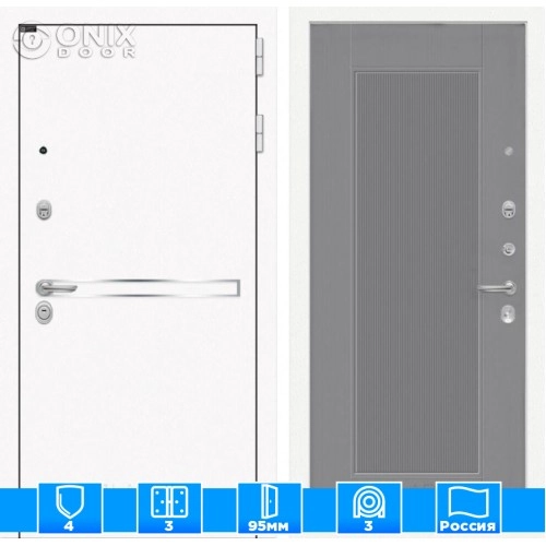 Входная дверь Лайн WHITE 30 - Серый рельеф софт