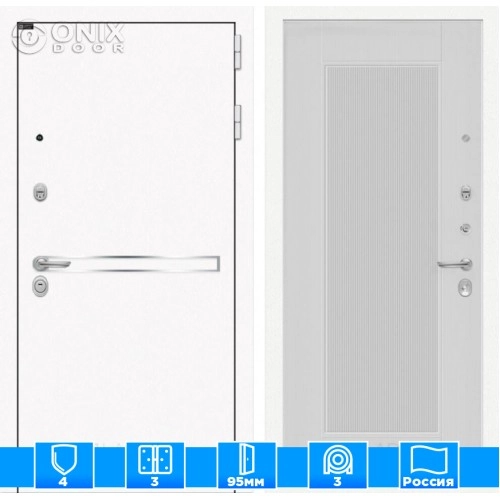 Входная дверь Лайн WHITE 30 - Белый рельеф софт