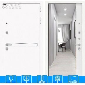 Входная дверь Лайн WHITE с зеркалом Панорама - Белый софт