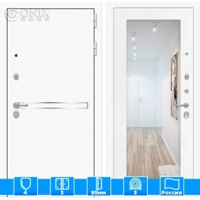 Входная дверь Лайн WHITE с Зеркалом 18 - Белое дерево