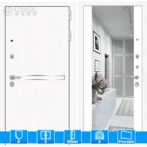 Входная дверь Лайн WHITE с Зеркалом Максимум - Белый софт