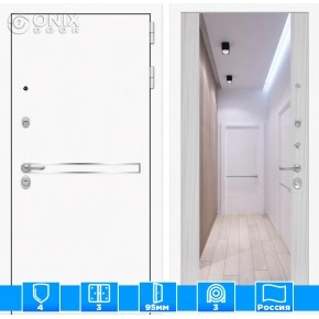 Входная дверь Лайн WHITE с Зеркалом Максимум - Сандал белый