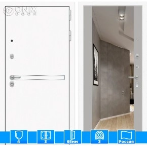 Входная дверь Лайн WHITE с Зеркалом Максимум - Грей софт