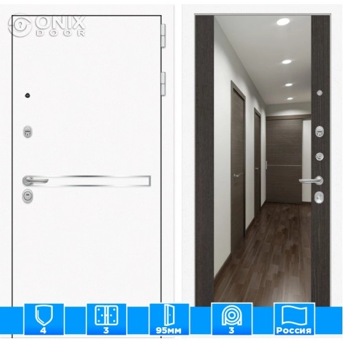 Входная дверь Лайн WHITE с Зеркалом Максимум - Венге