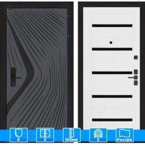 Входная дверь LEOLAB 01 - Белое дерево, стекло черное