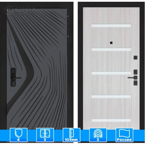 Входная дверь LEOLAB 01 - Сандал белый, стекло белое