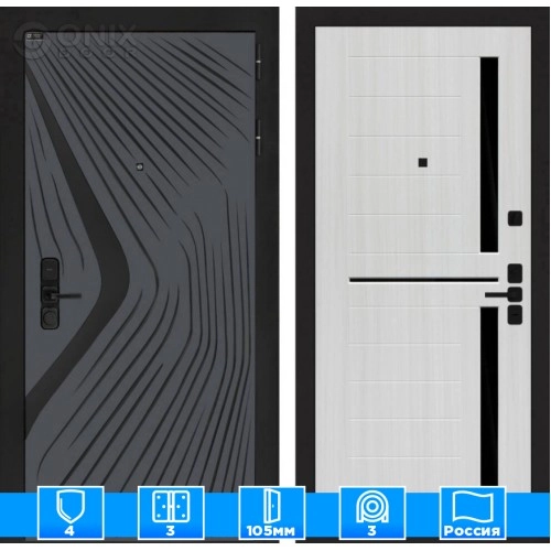 Входная дверь LEOLAB 02 - Сандал белый, стекло черное