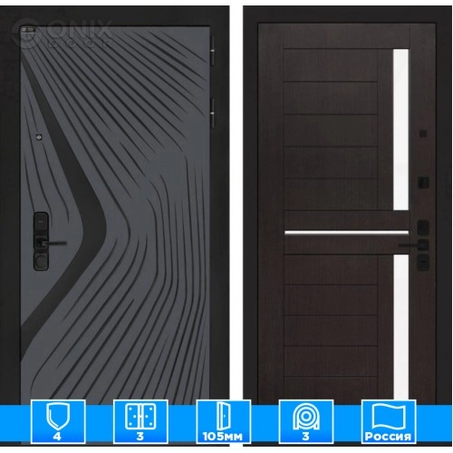 Входная дверь LEOLAB 02 - Венге, стекло белое