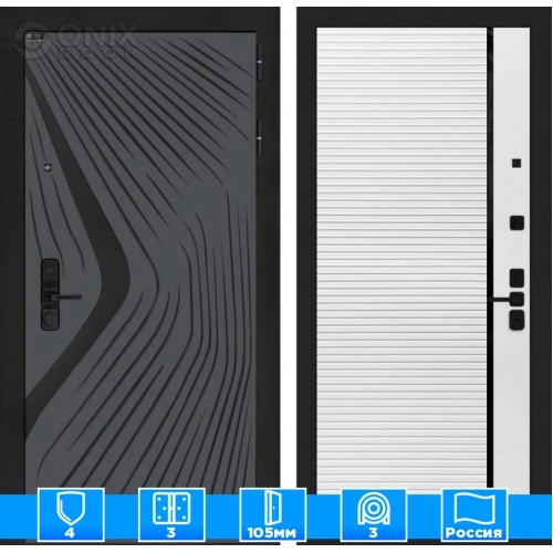 Входная дверь LEOLAB 22 - Белый софт, черная вставка