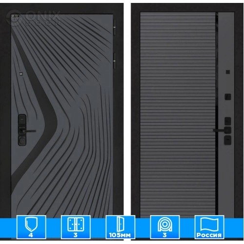 Входная дверь LEOLAB 22 - Графит софт, черная вставка