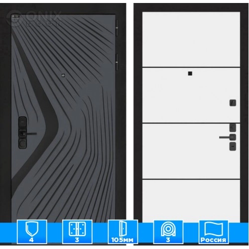 Входная дверь LEOLAB 25 - Белый софт, черный молдинг