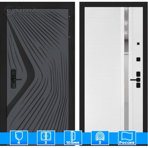 Входная дверь LEOLAB 31 - Белый софт, зеркальная вставка с тонировкой