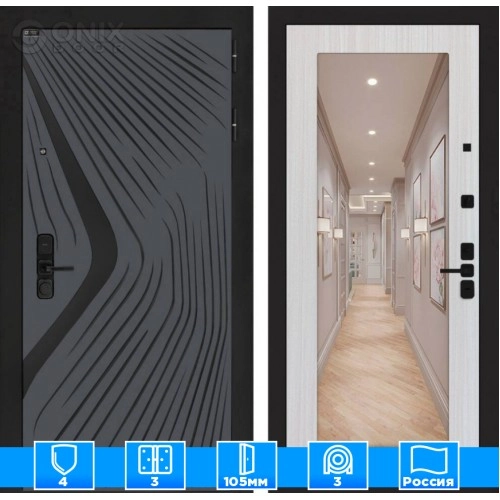 Входная дверь LEOLAB с зеркалом 18 - Сандал белый