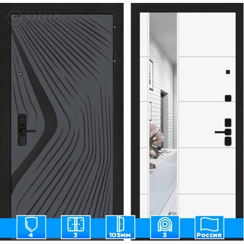 Входная дверь LEOLAB с зеркалом 19 - Белый софт