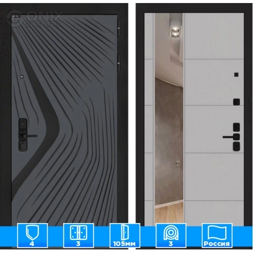 Входная дверь LEOLAB с зеркалом 19 - Грей софт