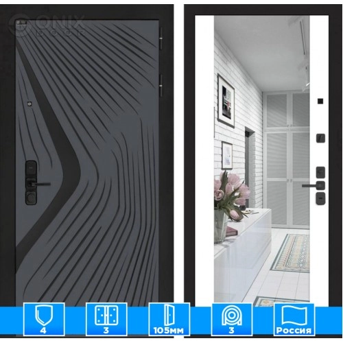 Входная дверь LEOLAB с Зеркалом Максимум - Белый софт