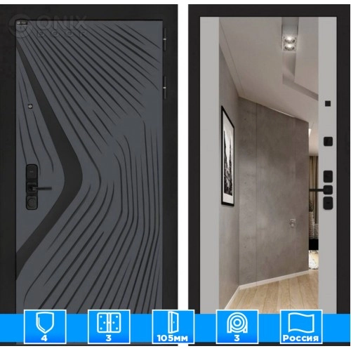 Входная дверь LEOLAB с Зеркалом Максимум - Грей софт