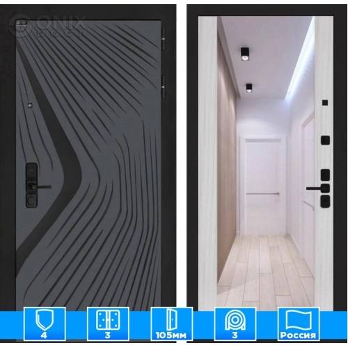 Входная дверь LEOLAB с Зеркалом Максимум - Сандал белый