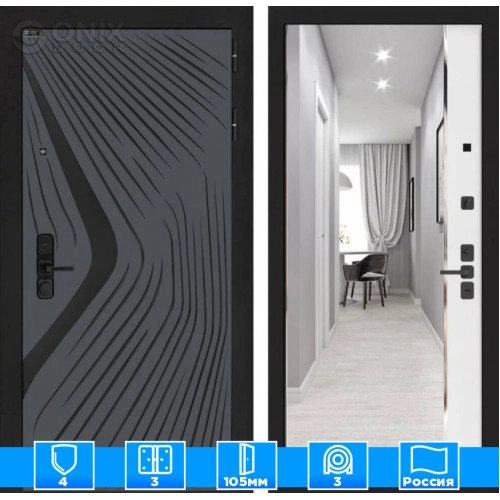 Входная дверь LEOLAB с зеркалом Панорама - Белый софт