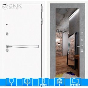 Входная дверь Лайн WHITE с Зеркалом 18 - Бетон светлый