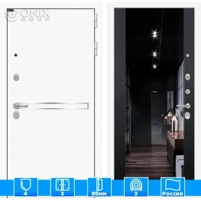 Входная дверь Лайн WHITE с Зеркалом тонированным Максимум - Черный кварц