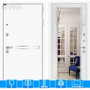 Входная дверь Лайн WHITE с зеркалом Фацет - Белый софт