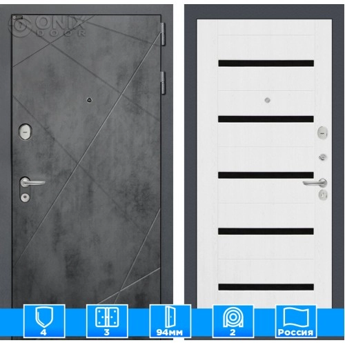 Входная дверь LOFT 01 - Белое дерево, стекло черное