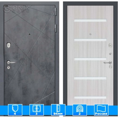 Входная дверь LOFT 01 - Сандал белый, стекло белое