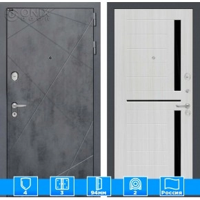 Входная дверь LOFT 02 - Сандал белый, стекло черное