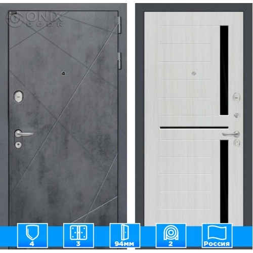 Входная дверь LOFT 02 - Сандал белый, стекло черное