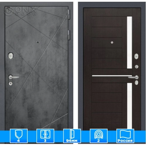 Входная дверь LOFT 02 - Венге, стекло белое